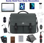 Messenger Bag for Men, Women Briefcases Lightweight Men's Laptop Bag 15.6 inch Water Resistant Crossbody School Satchel Bags for Boys Computer Work Office Bag with Shoulder Strap, Black - Image 6